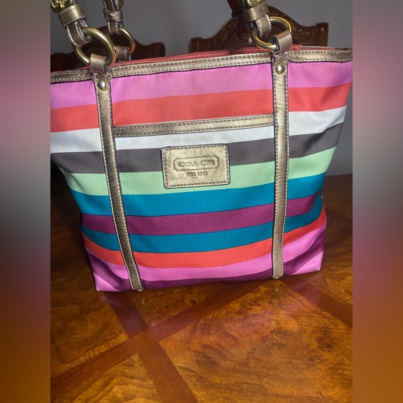 Coach Legacy multi color stripe bag - Picture 3 of 8